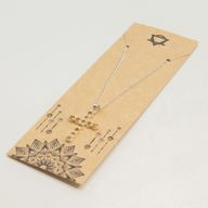 Colgante esotérico de la India - Plateado con cadena de 45 cm - Crucifijo de citrino