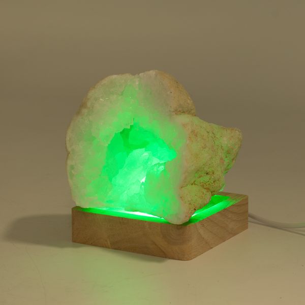 Base LED USB Cuadrada de Madera de 8 cm - Multicolor