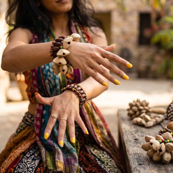 Kenari Shell Hand Shaker - Pulsera Sonajero (15 Conchas)