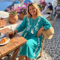 (M-L) Nomad Sari en la colección Med - Vestido - Turquesa con Bordado y Borla