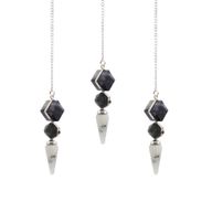 Edición de la Puerta Psíquica - Péndulo de tres piezas - Fluorita multicolor - Labradorita - Piedra luna arcoíris
