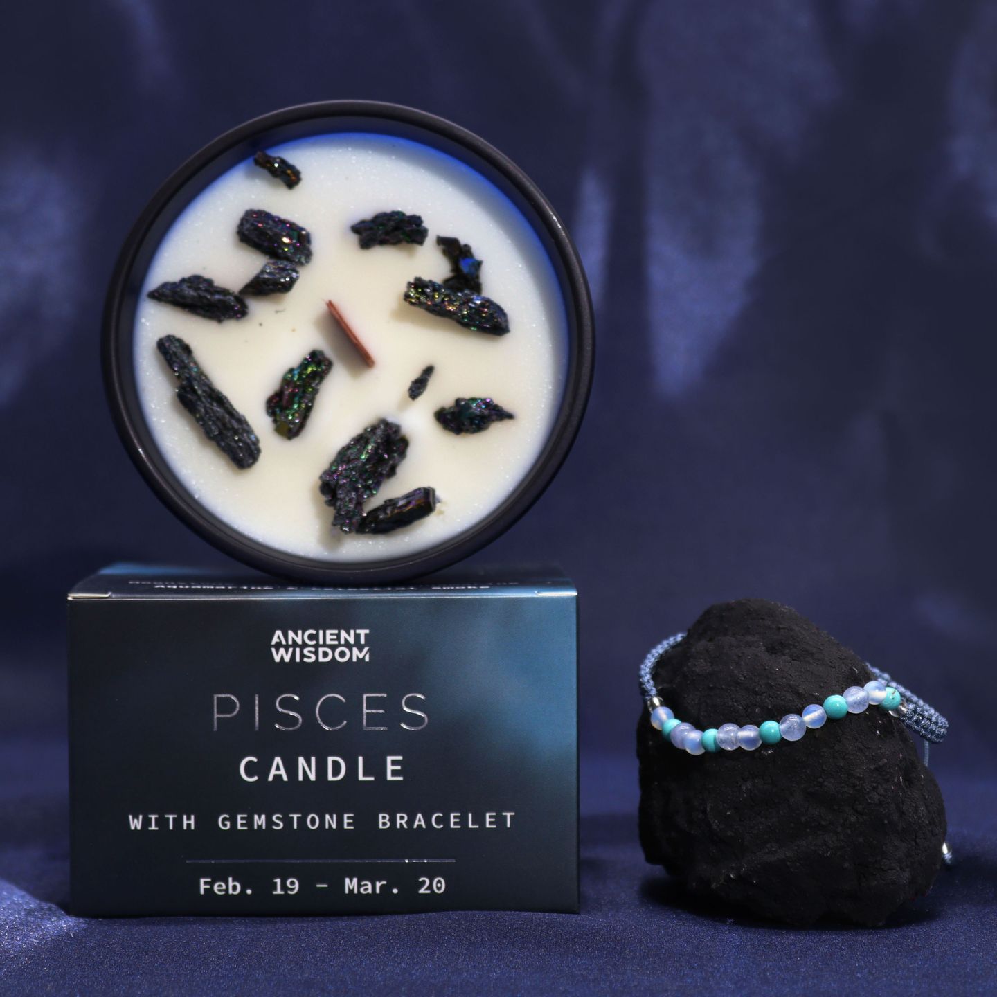 Velas de Cristal del Zodiaco con Pulsera de Piedras Preciosas