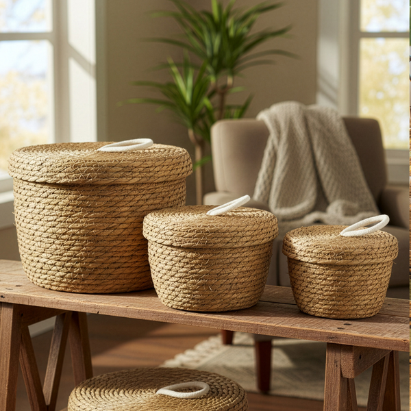 Cesta de Hoja de Plátano y Hierba Marina
