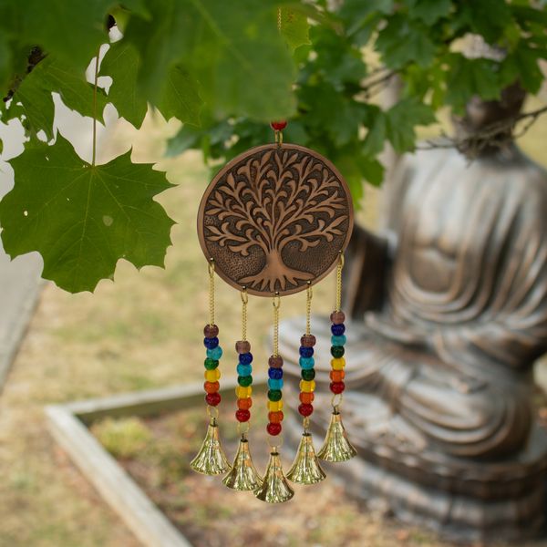 Carillón Indio - Árbol de la Vida Mediano - Chakra 5 Cuentas - 10x36cm