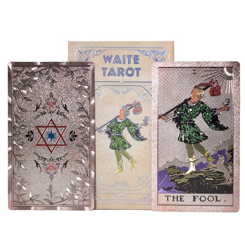 Conjunto de cartas de Tarot Waite con lámina plateada y folleto