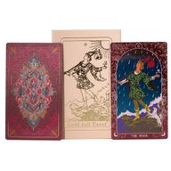 Conjunto de caja de regalo para cartas del tarot con caja rosa y foil rubí - con folleto