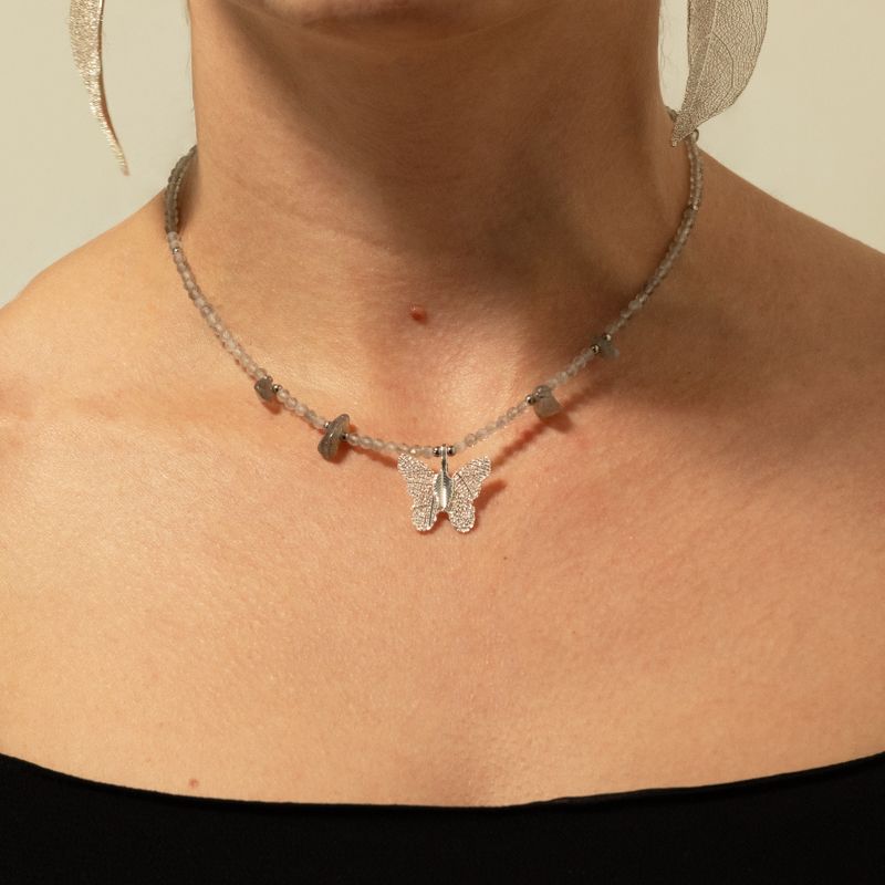 Conjunto de Collar de Piedras Preciosas del Espíritu de Ninfa - Auroras boreales