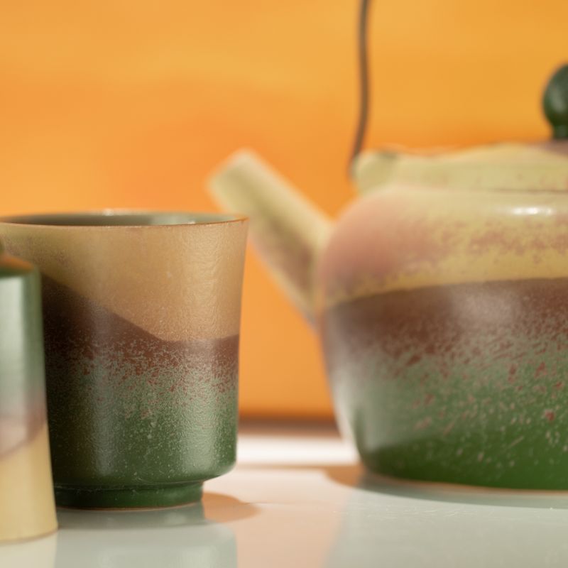 Juego de té estilo Kyusu japonés - para té verde - cuatro tazas
