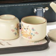 Juego de tetera para viajar y dos tazas - Amante de los gatos