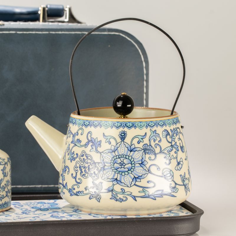 Juego de tetera de viaje y dos tazas - China Ru Azul