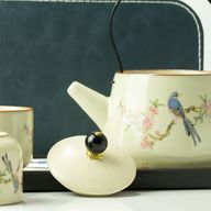 Juego de tetera de viaje y dos tazas - Pájaro Azul Dinastía Qing