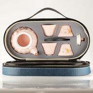 Conjunto de tetera de viaje y cuatro tazas - Estilo rosa vintage de calabaza