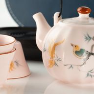Conjunto de tetera de viaje y cuatro tazas - Estilo rosa vintage de calabaza