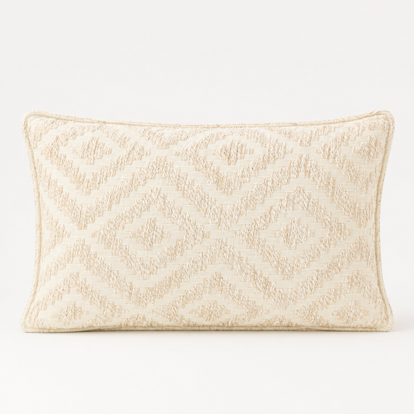 Funda de cojín clásica - Geo crema neutra - 30x50 cm - Estilo de madera