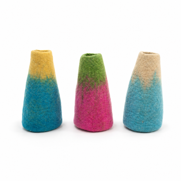 Jarrones de flores de fieltro (3 surtidos)