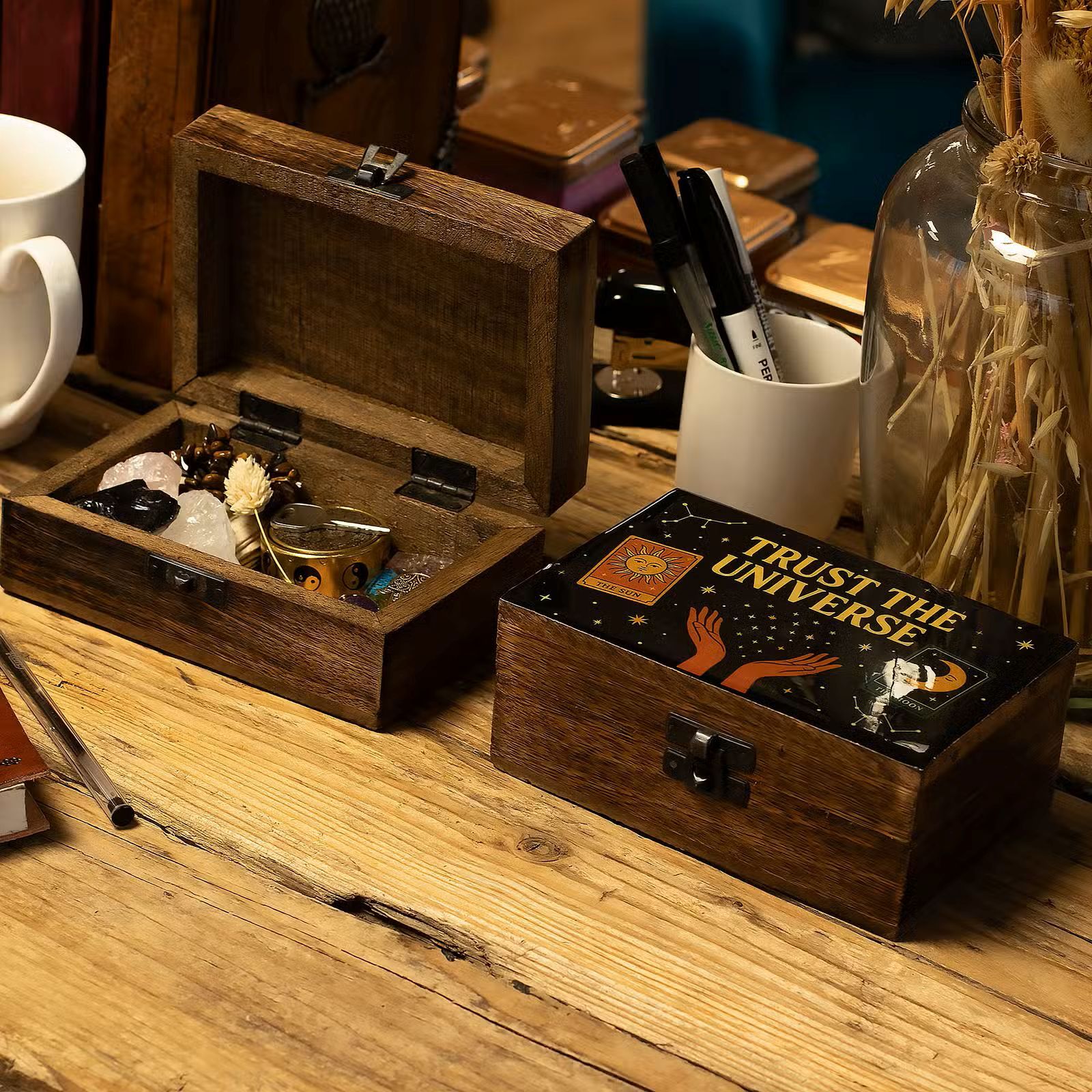 Cajas de madera esmaltadas en cerámica