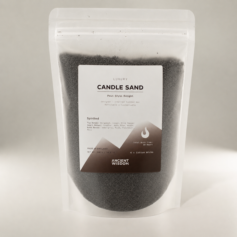 Vela perfumada color arena - Negro - Con espíritu - 300g