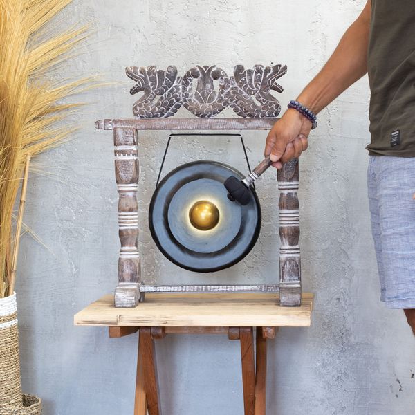Pequeño Gong de Meditación con Soporte - 25cm - Negro
