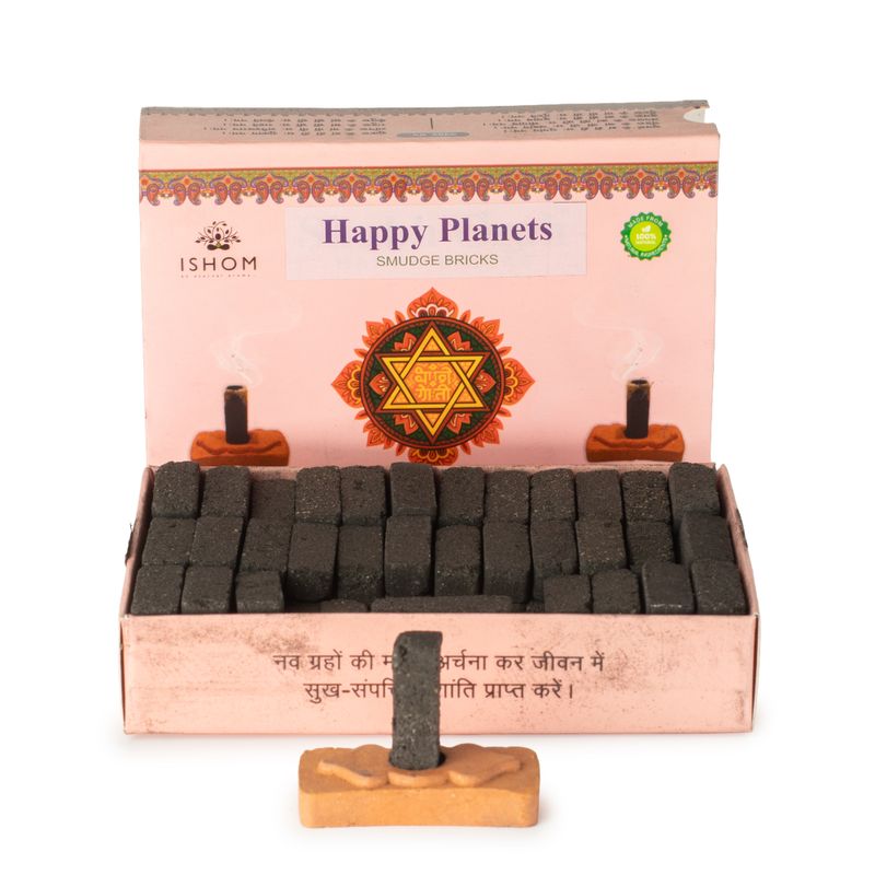 Paquete de 104 ladrillos de incienso natural y quemador - Happy Planets - Ladrillos rituales