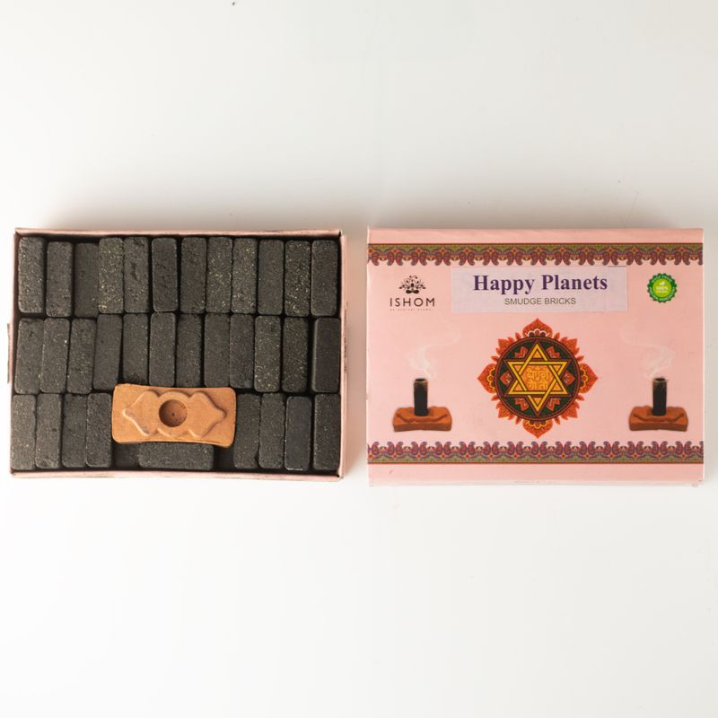 Paquete de 104 ladrillos de incienso natural y quemador - Happy Planets - Ladrillos rituales
