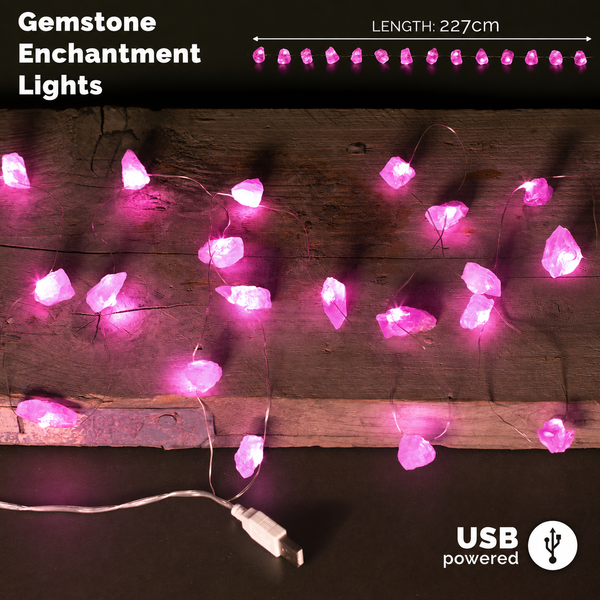 Luces Encantadas con Piedras Preciosas - Cuarzo rosa