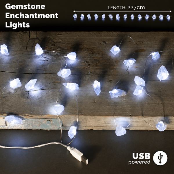 Luces Encantadas con Piedras Preciosas - Cuarzo de roca