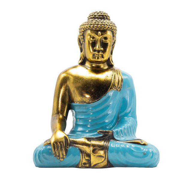 Buda turquesa y dorado - Extra grande 30 cm - Tocando la Tierra (Iluminación)