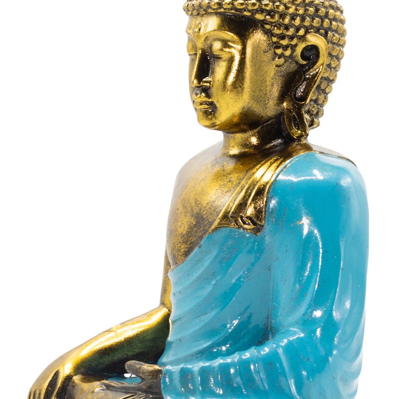 Buda Verde Azulado y Dorado - Extra Grande 30 cm - Tocando la Tierra (Iluminación)