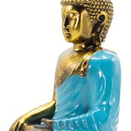 Buda Verde Azulado y Dorado - Extra Grande 30 cm - Tocando la Tierra (Iluminación)