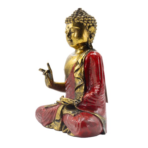 Buda Rojo y Dorado - Extragrande 30 cm - Abhaya Mudra (Sin miedo)