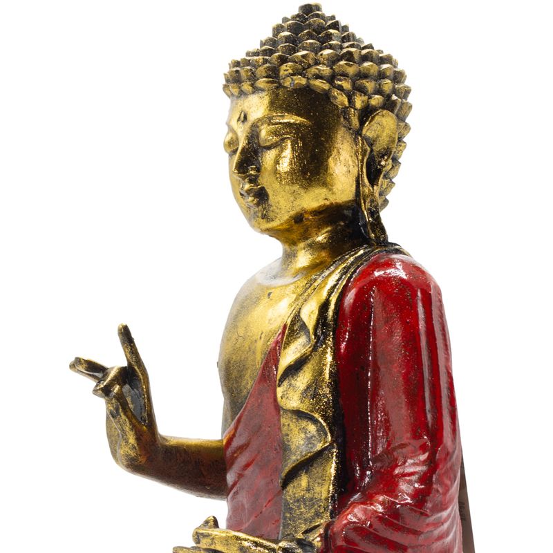 Buda Rojo y Dorado - Extragrande 30 cm - Abhaya Mudra (Sin miedo)