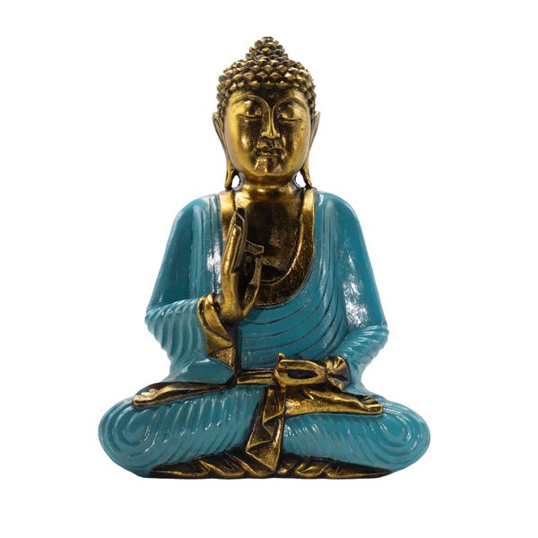 Buda turquesa y dorado - Extragrande 40 cm - Vitarka Mudra (Sabiduría)