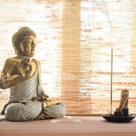 Buda Rojo y Dorado - Extra Grande 40 cm - Mudra Duyana (Meditación)