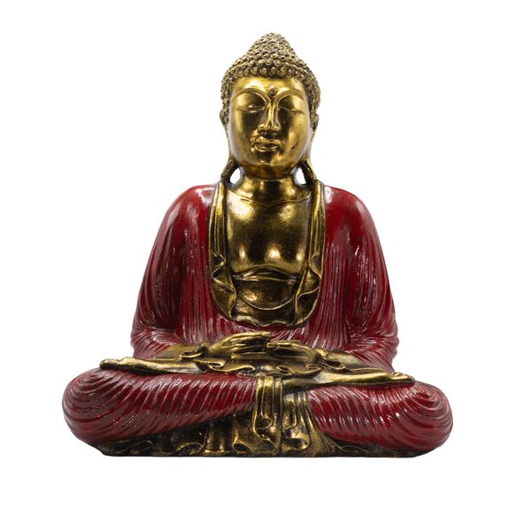 Buda rojo y dorado - Extra grande 40 cm - Mudra de Dhyana (Meditación)