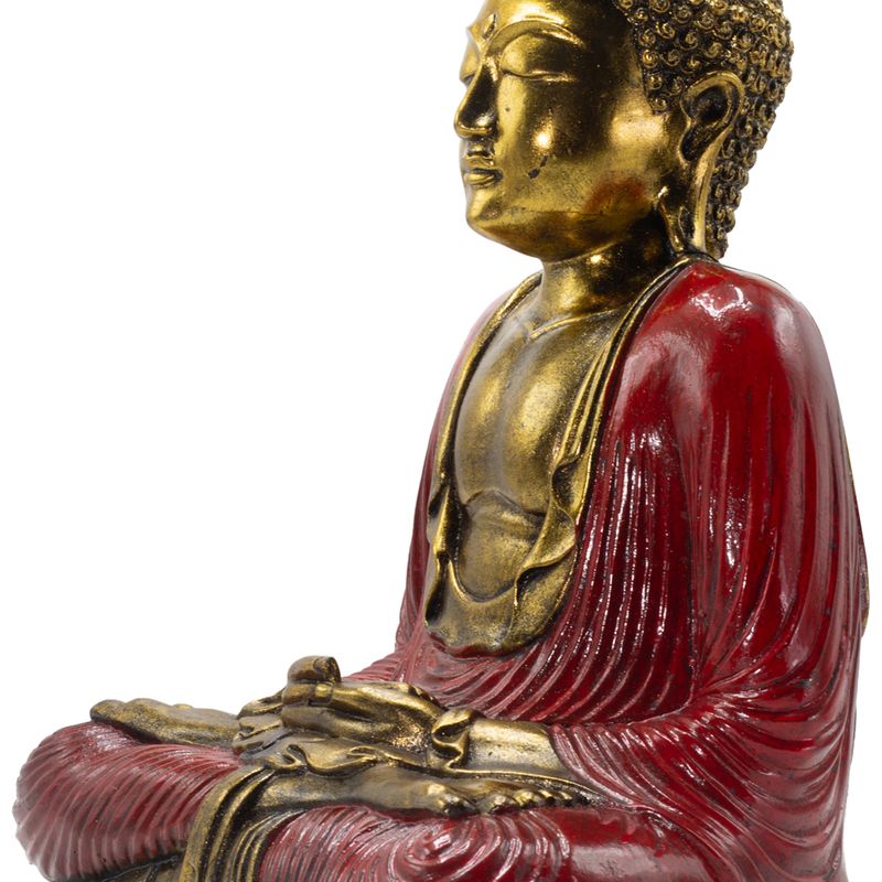 Buda Rojo y Dorado - Extra Grande 40 cm - Mudra Duyana (Meditación)