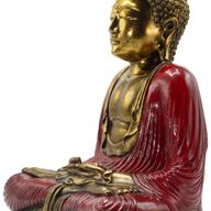 Buda Rojo y Dorado - Extra Grande 40 cm - Mudra Duyana (Meditación)