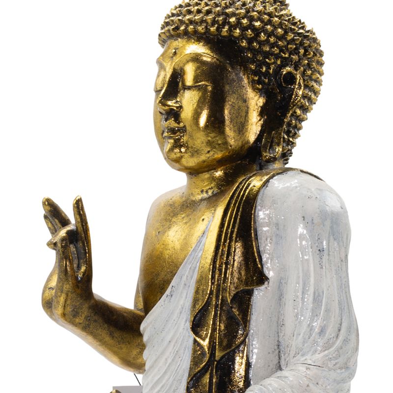 Buda Blanco y Dorado - Extragrande 40 cm - Abhaya Mudra (Sin Miedo)