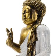 Buda Blanco y Dorado - Extragrande 40 cm - Abhaya Mudra (Sin Miedo)