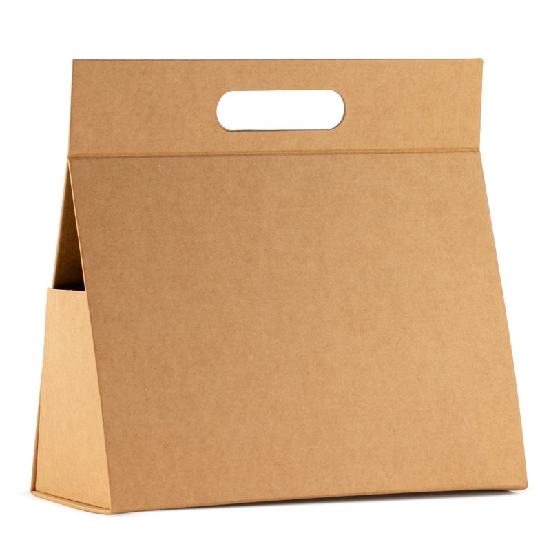 Caja de regalo plegable - Caja de mano grande (28x12.5x26cm) - Marrón artesanal
