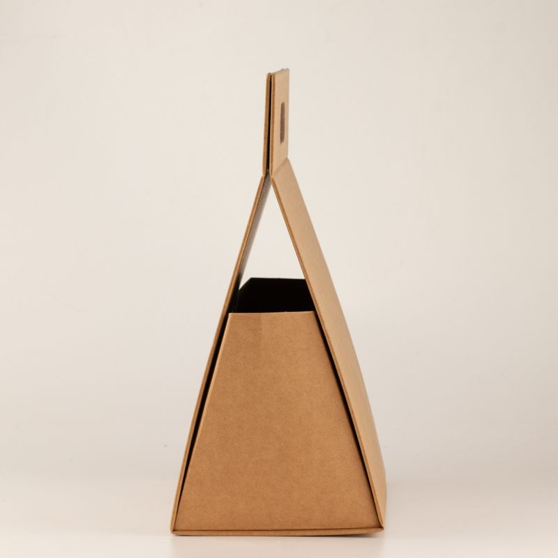 Caja de regalo plegable - Caja de mano grande (28x12.5x26cm) - Marrón artesanal