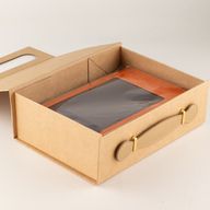 Caja de regalo plegable - cesta de regalo mediana (24x18.2x8cm) - marrón kraft