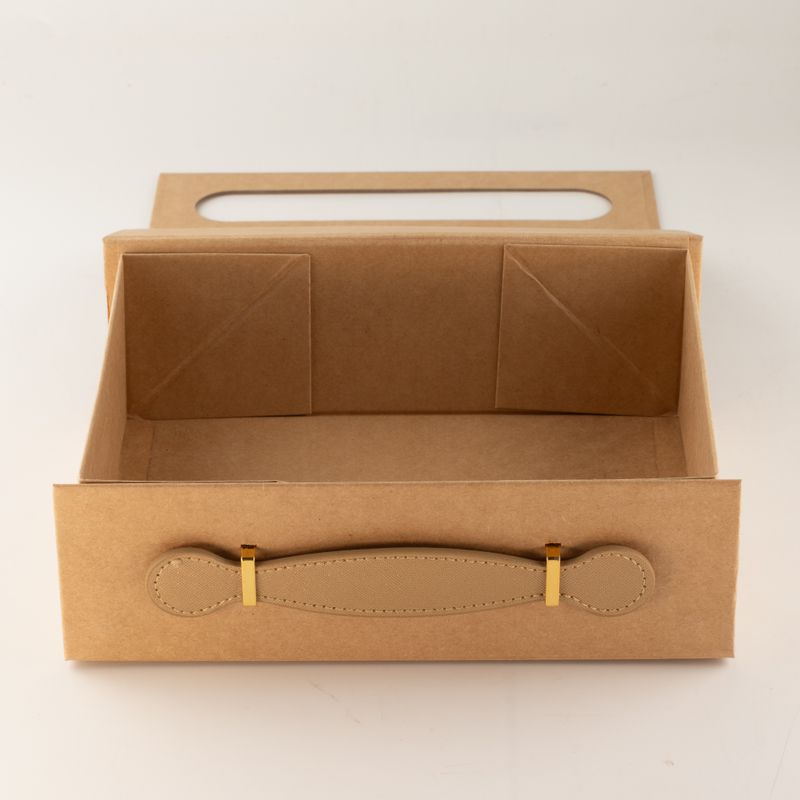 Caja de regalo plegable - cesta de regalo mediana (24x18.2x8cm) - marrón kraft