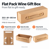 Caja de regalo plegable - Con forma de caja de vino (33.5x10x10.5cm) - Negro