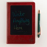 Cuaderno de intenciones - Pantalla LCD que se limpia - Efecto cuero rojo - Hoja de latón - 80 hojas