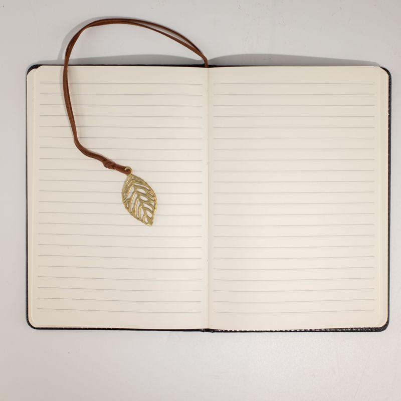 Cuaderno de Intención - Limpieza de Pantalla LCD - Efecto Cuero Negro - Hoja de Latón - 80 Hojas