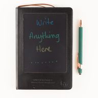 Cuaderno de Intención - Limpieza de Pantalla LCD - Efecto Cuero Negro - Hoja de Latón - 80 Hojas