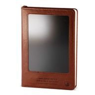 Cuaderno de Intenciones - Pantalla LCD borrable - Efecto cuero marrón - Hoja de latón - 80 hojas