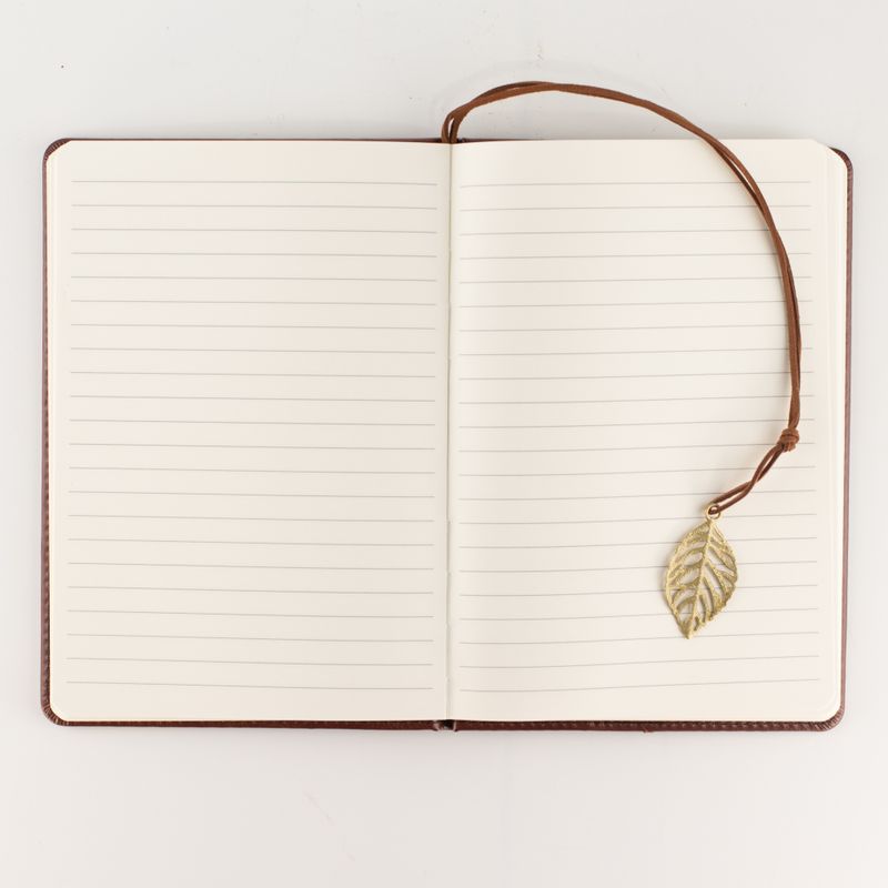 Cuaderno de Intenciones - Pantalla LCD borrable - Efecto cuero marrón - Hoja de latón - 80 hojas