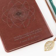 Cuaderno de Intenciones - Pantalla LCD borrable - Efecto cuero marrón - Hoja de latón - 80 hojas