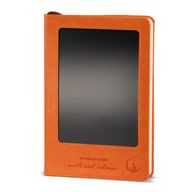 Cuaderno de notas de intención - Pantalla de borrado LCD - Efecto cuero naranja - Hoja de latón - 80 hojas